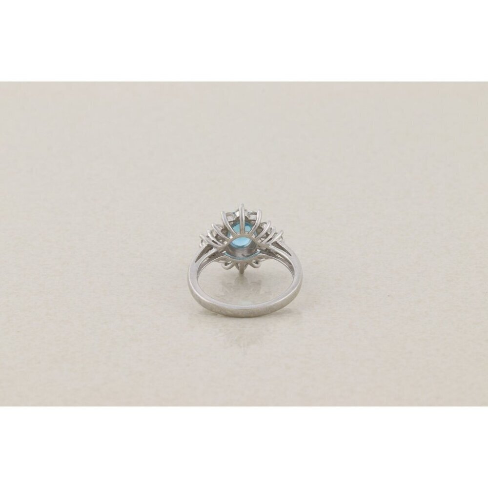 Sterling Silver Natural Blue Topaz and White Topaz Ring Ballerina Ring Size 7 - Picture 7 of 8